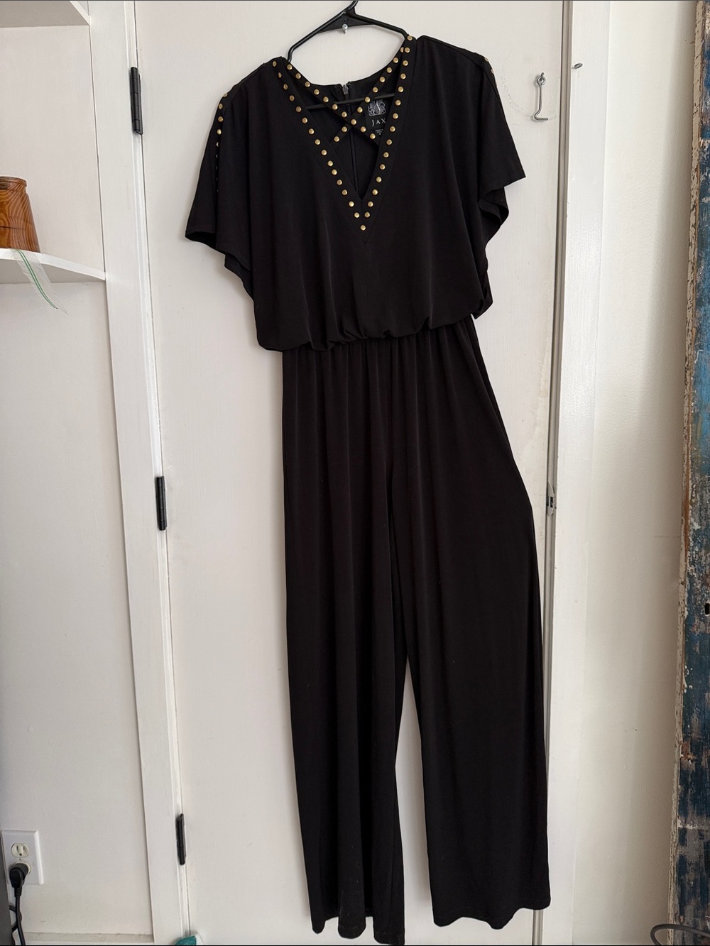 Jax Black Maxi Dress with Gold Stud Trim